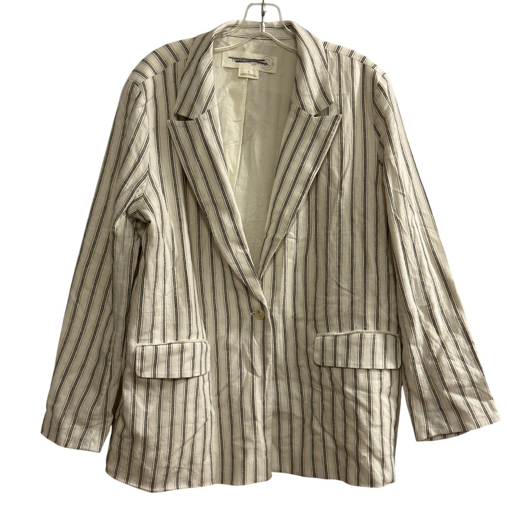 Treasure & Bond Striped Linen Blend Blazer Womens‎ Size L
